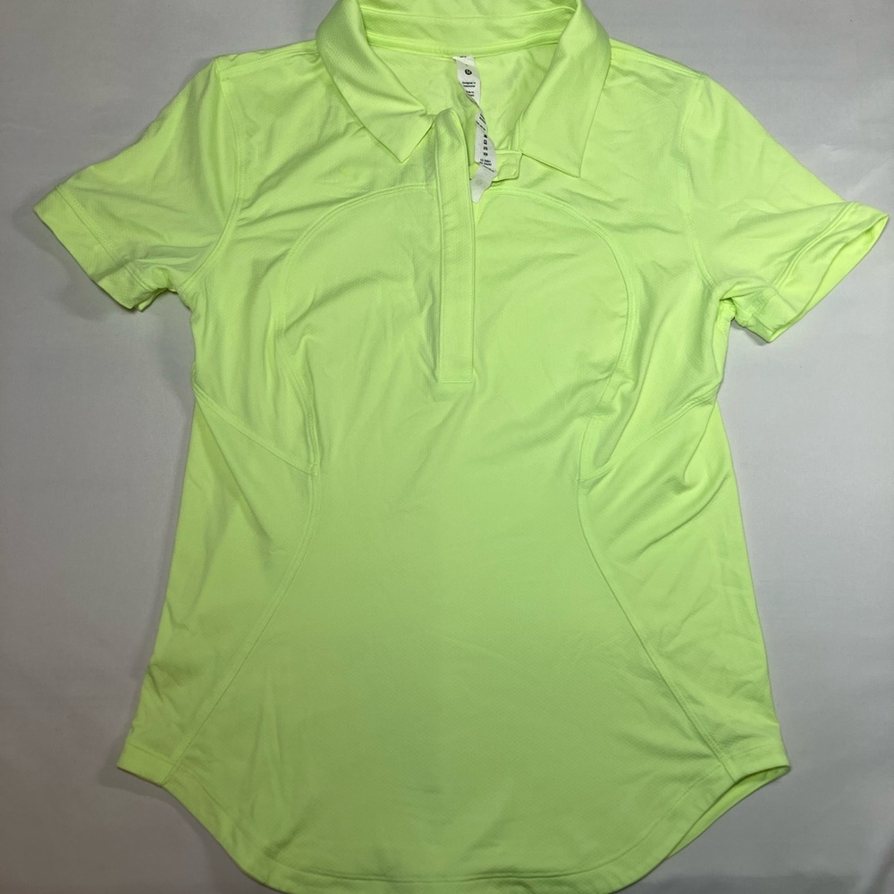 Lululemon Quick-Drying Short Sleeve Polo Shirt in Faded Zap yellow-green size 4